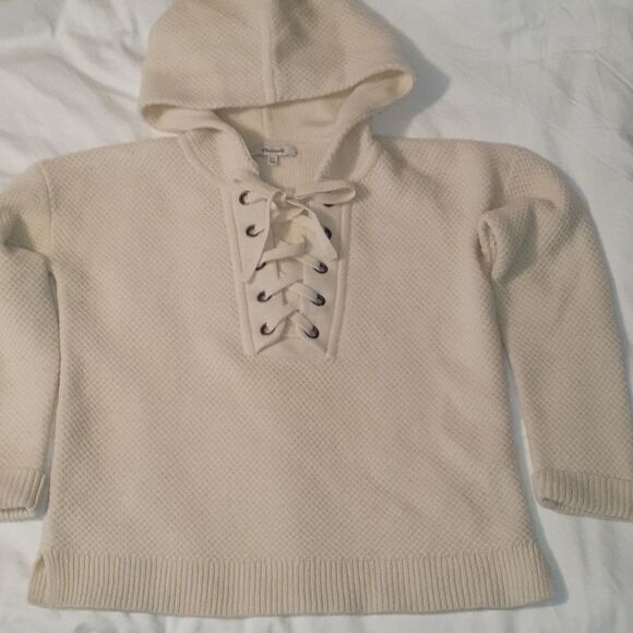 Madewell Lace‎ Up Hoodie Merino Wool Sweater XXS - Picture 5 of 9